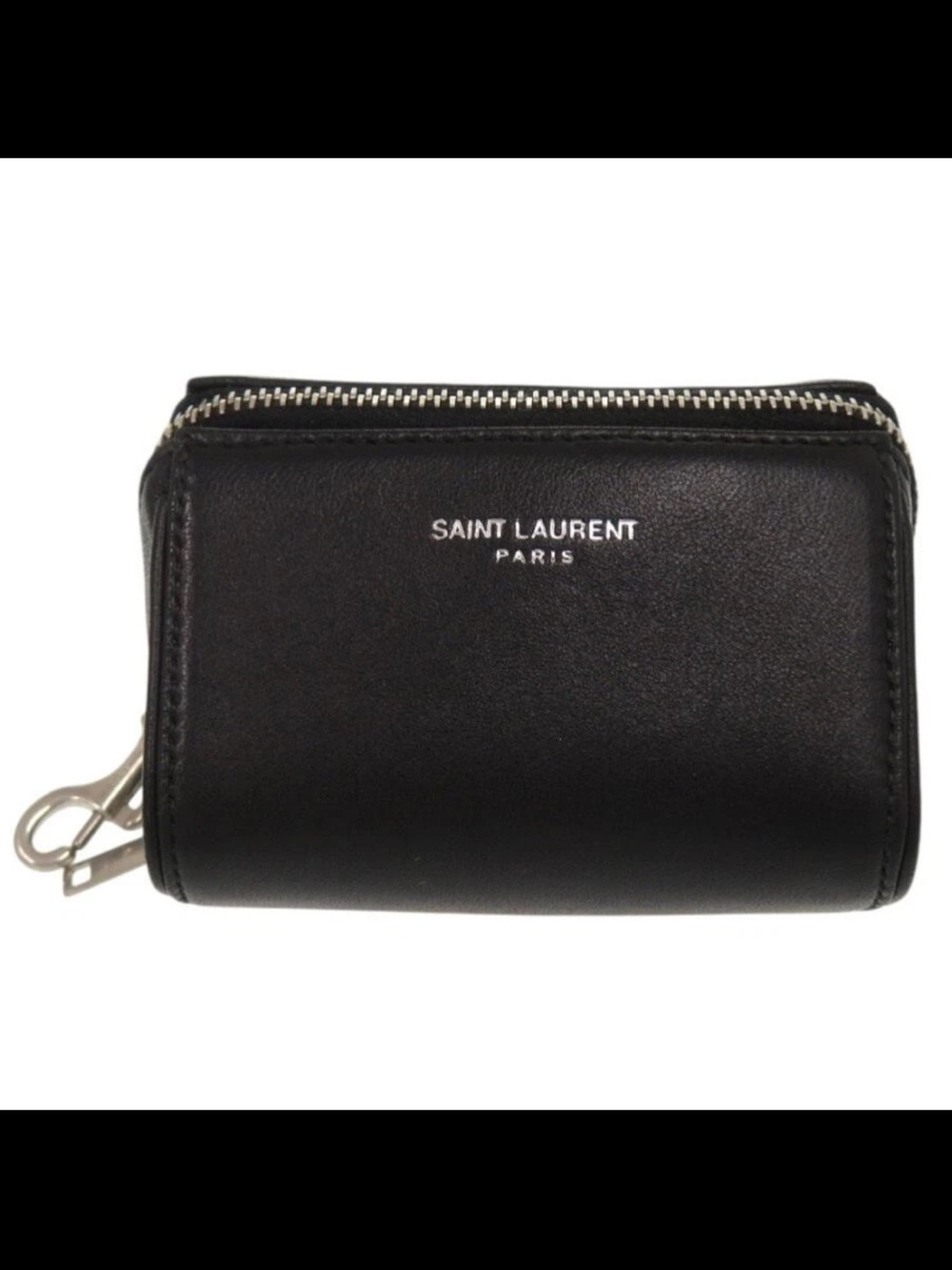 Saint Laurent Black Leather Zip Wallet Shoulder Bag